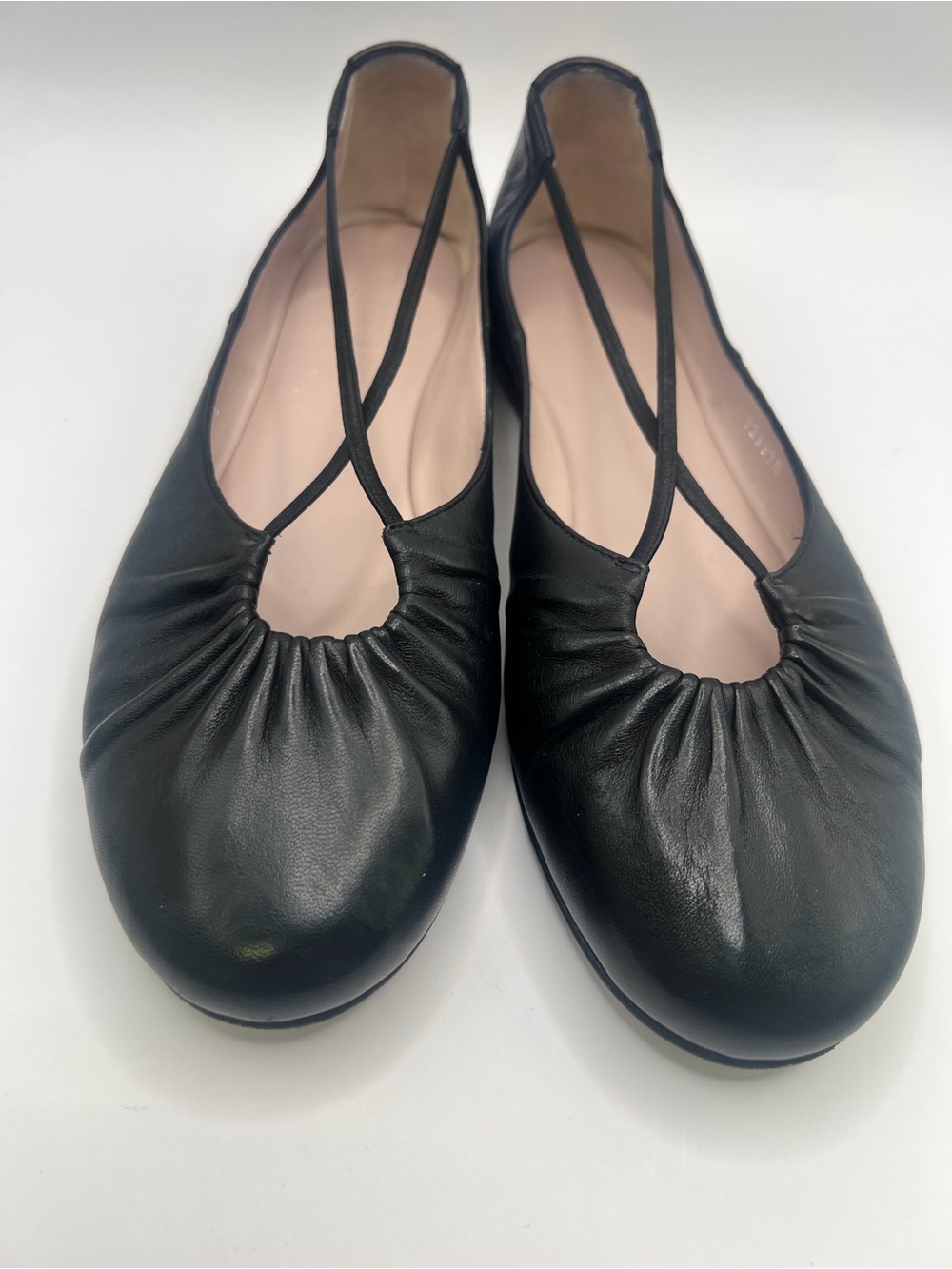 Taryn Rose-Alessandra Nappa‎ Blk Leather Ruched Ballet Flats, Women, 8-1/2 - Picture 2 of 9